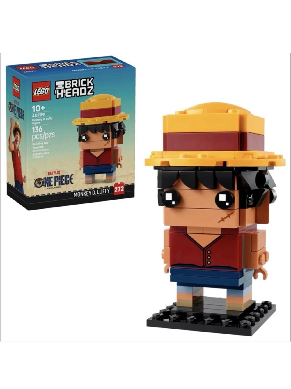 🎁LEGO BrickHeadz One Piece Monkey D. Luffy Figure 40799 NEW